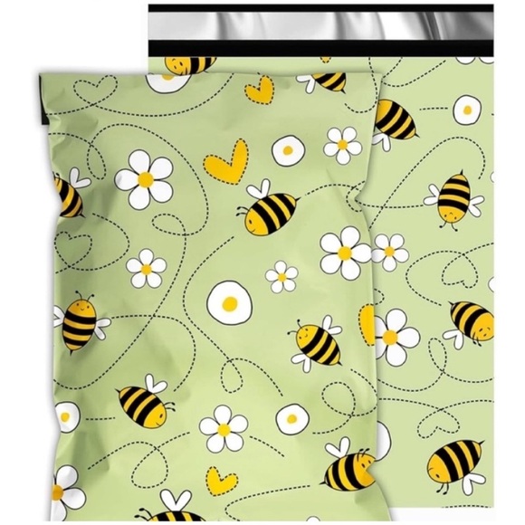 20 (12” x 15.5”) Large Bee and Flower Patterned Packaging Bag Mailers Poly Bags - Picture 4 of 4